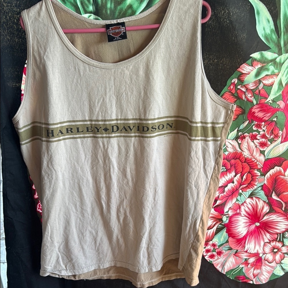 🍍 Harley Davidson Men's Tan and Brown Vest🍍Sz XXL🍍Pit to pit 20”🍍31” length🍍